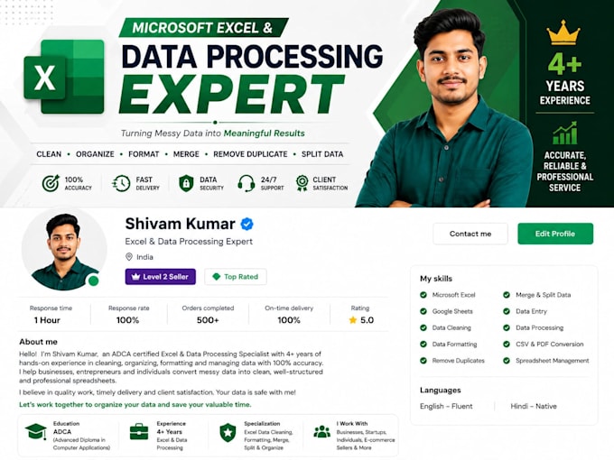 do clean, organize, format, merge, remove duplicate data, split excel data