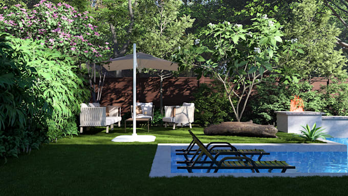 do landscape design of backyard , patio , pool , frontyard landscape design