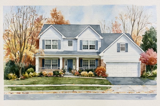 paint watercolor house portrait
