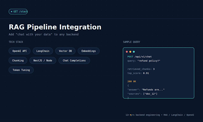 build a rag pipeline for your nestjs, python or java backend