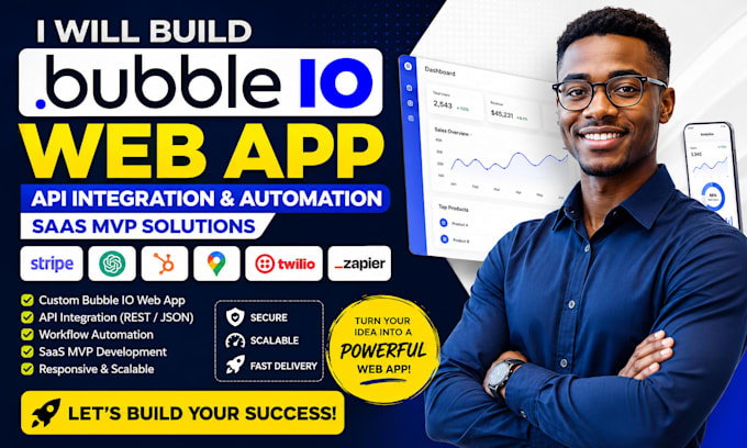 build bubble io web app API integration automation with saas mvp