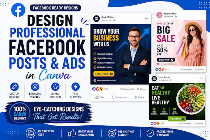 design professional facebook posts and ads in canva