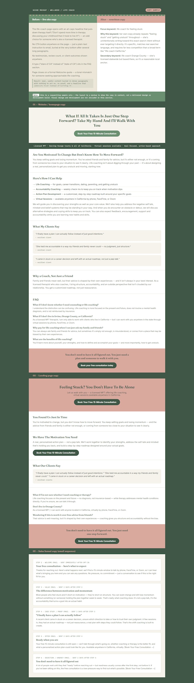 create high converting copy for web pages and sales funnels