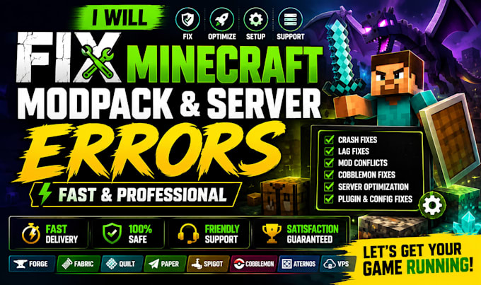 fix minecraft modpack crash errors forge fabric cobblemon server lag plugin