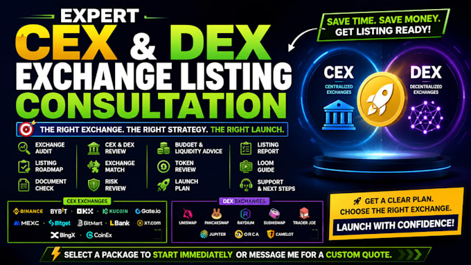 provide cex and dex exchange listing consultation for your crypto project