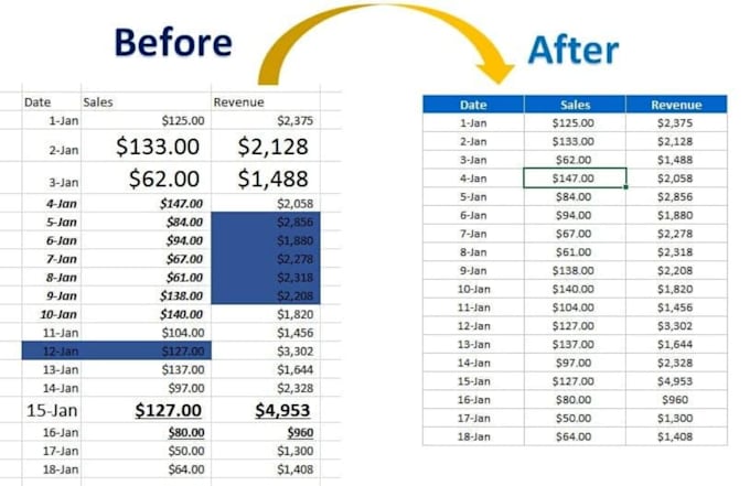 clean, format and organise your excel data professionally