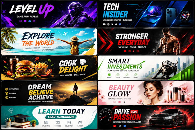 design custom youtube thumbnails and banners