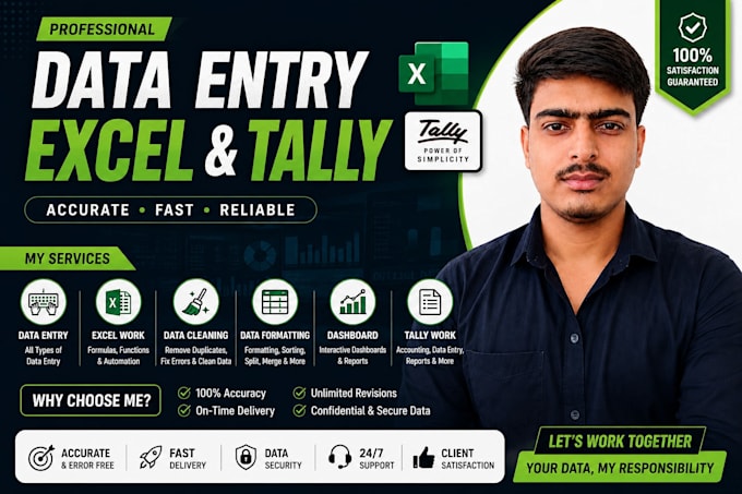 do professional data entry, excel and tally accounting work