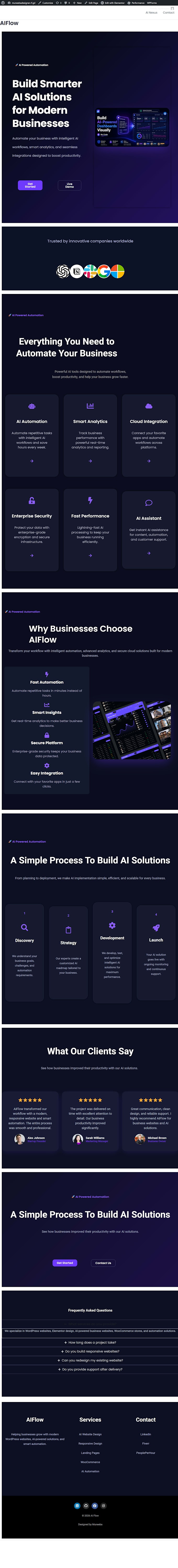 create a modern ai saas website using wordpress elementor