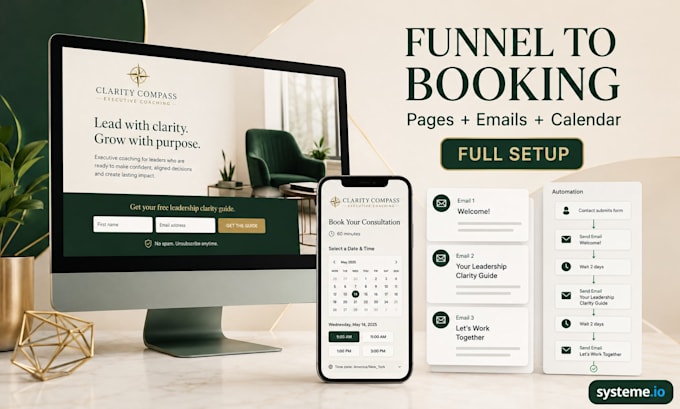 build high converting systeme io coaching funnel and booking system