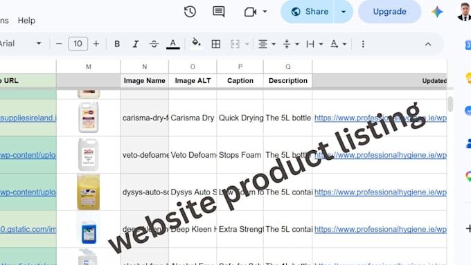do product listing shopify data entry  PDF to excel