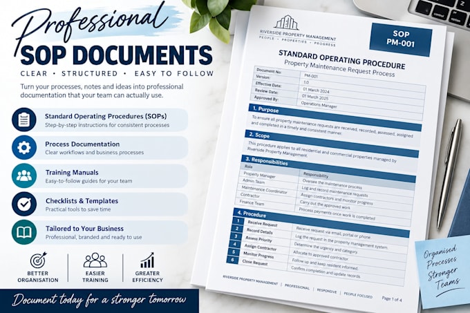 create professional sops and business process documents