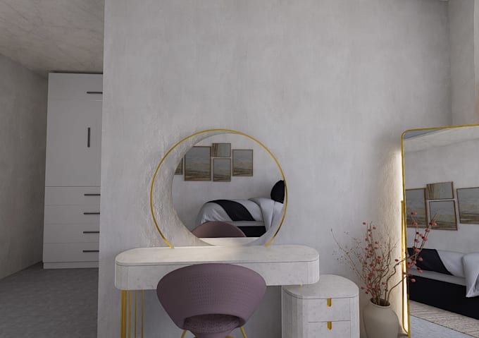 create realistic 3d bedroom renders