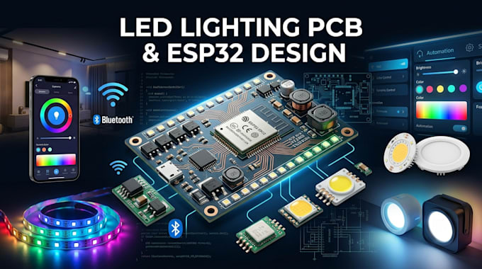 create led lighting pcb, led driver, embedded systems, esp32 and smart lighting
