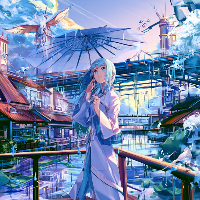 draw an anime illustration, character illustration