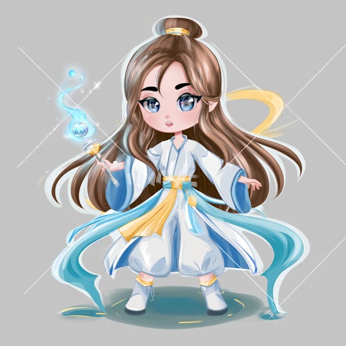 draw anime chibi character art for design character