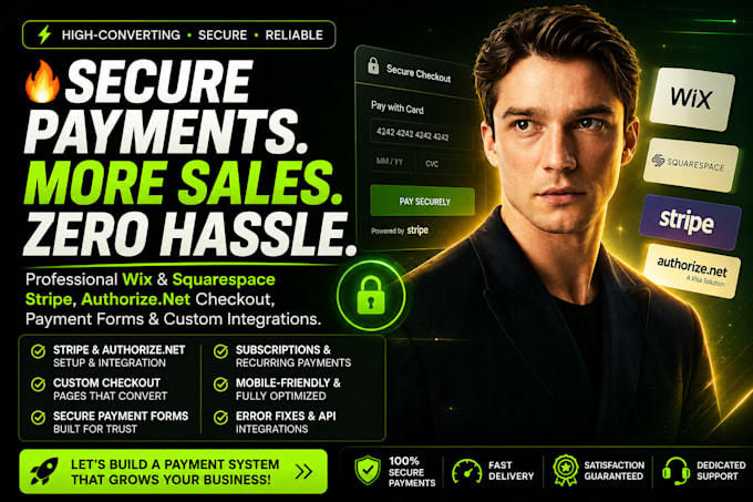 do wix, squarespace stripe, authorize net checkout, customization, payment form