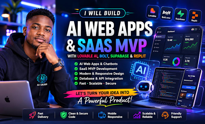 develop lovable saas mvp and lovable ai website with bolt, base44 vibe coding