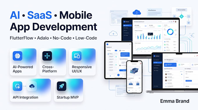 build saas ai no code low code flutterflow adalo mobile app developmentn lovable