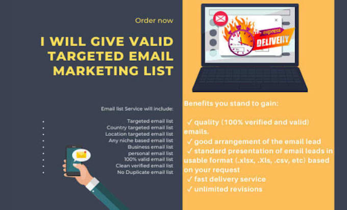 create a mailing list 35k emails with any niche you need