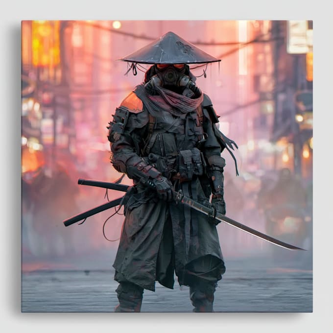 cyberpunk samurai street warrior art