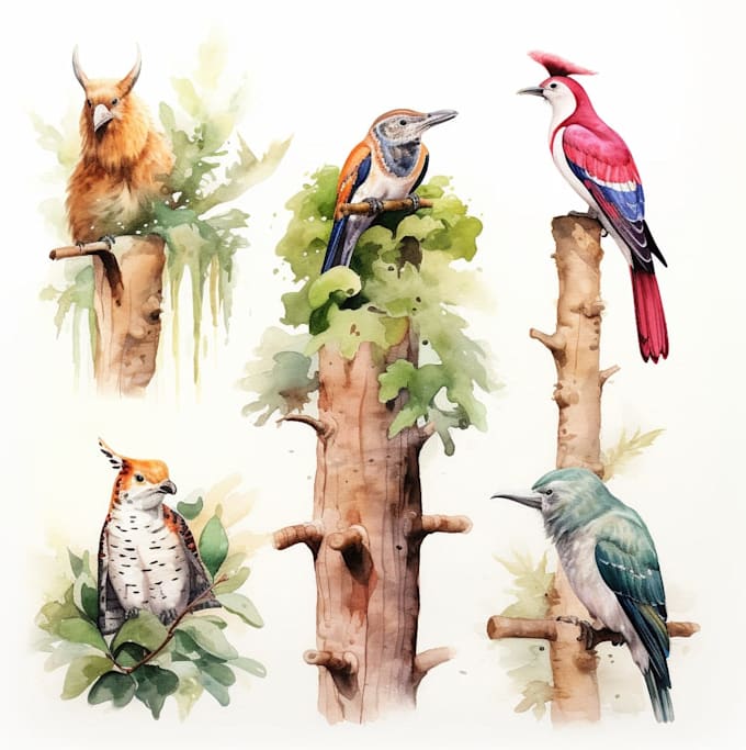 paint animals watercolor or digital illustration