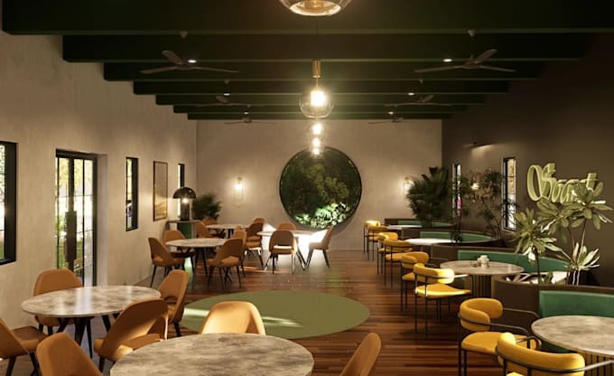 be your restaurant architect, cafe interior design, commercial kitchen rendering