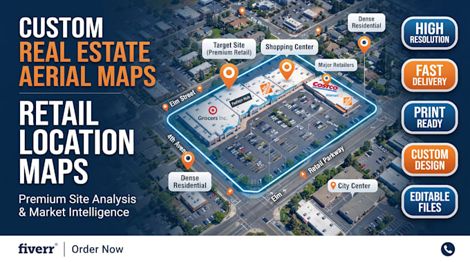 create real estate aerial custom retail location map