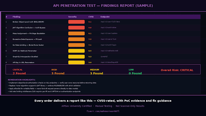 perform API security testing and vulnerability assessment
