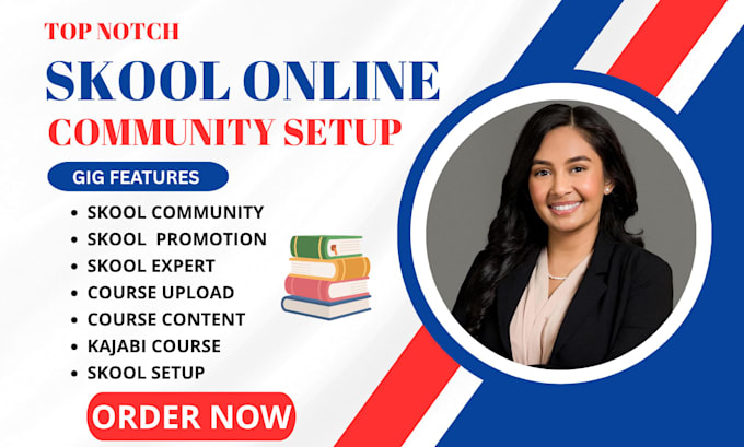 setup skool online community, kajabi online course, skool online course content
