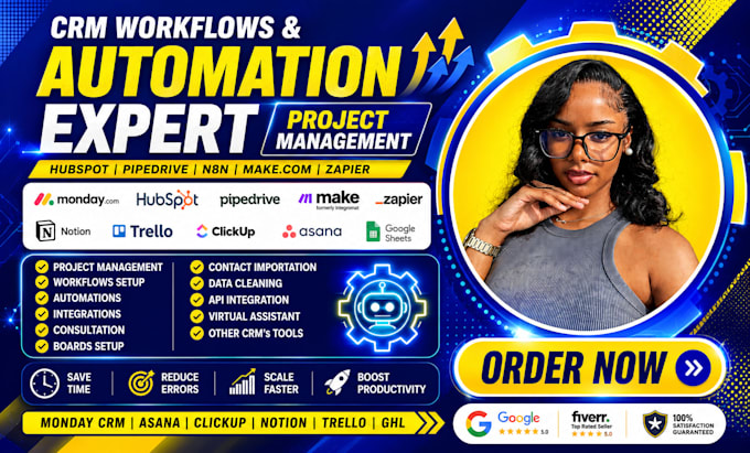 setup monday CRM monday integration zapier make monday com automations hubspot