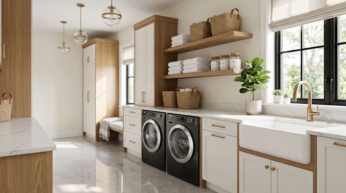 design model and render your unique laundry room