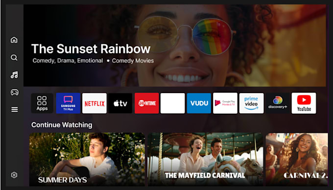 develop iptv ott app for fire TV, android TV, samsung tizen, webos and roku TV