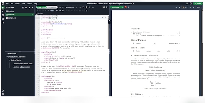 debug and format your complex latex document or academic paper