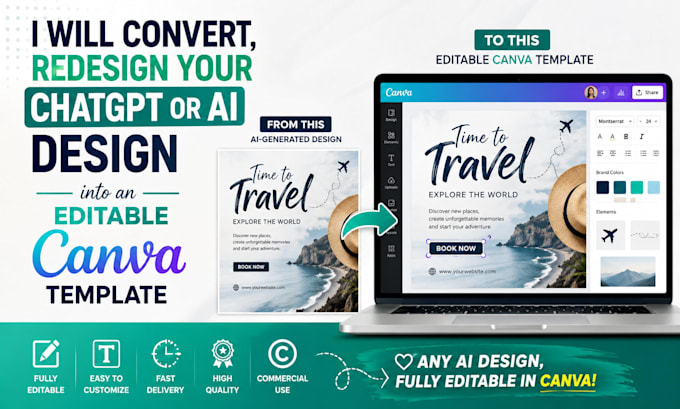 convert, redesign your ai design into an editable canva template