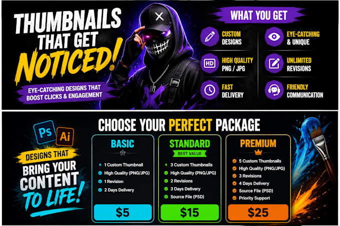 create gaming and bussiness thumbnails
