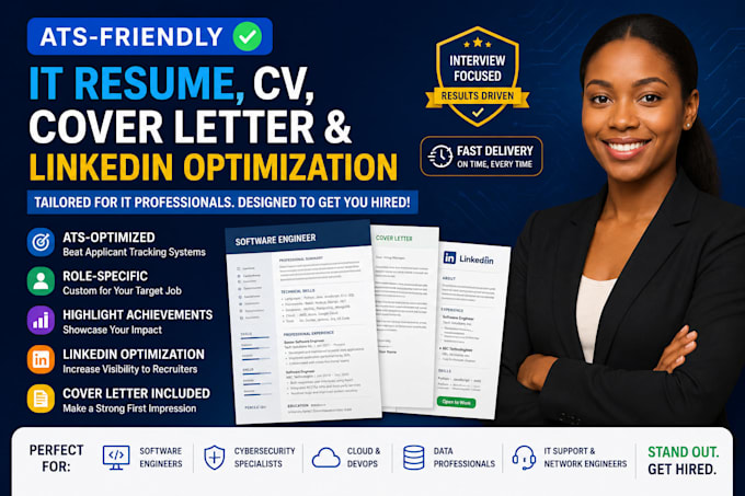 write an ats IT resume, tech CV, cover letter