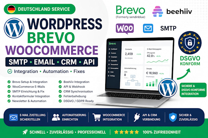 fix deutsch wordpress brevo woocommerce SMTP email CRM beehive API integration