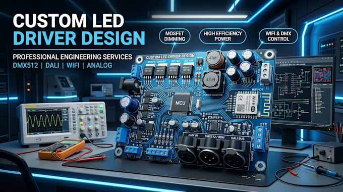 design a complete led driver with dmx rdm dali analog wifi interface