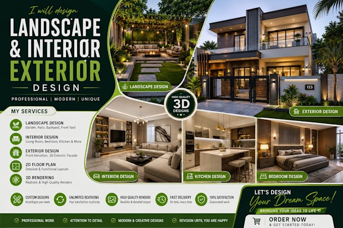 design 2d floor plan, 3d interior, exterior and landscape in planner 5d