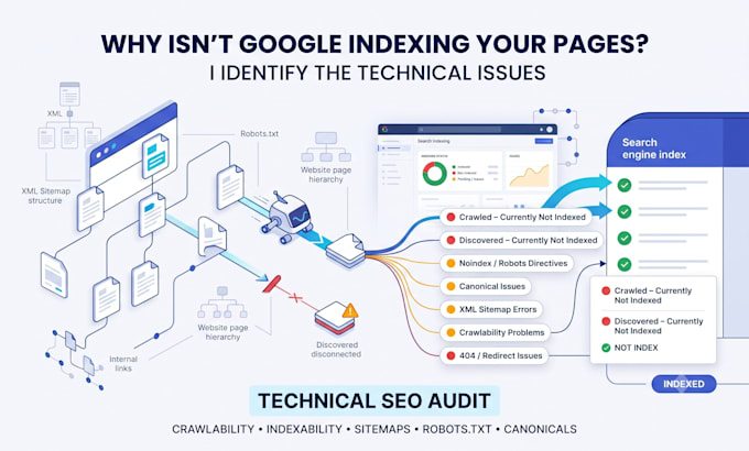 do technical SEO audit and fix website indexing issues