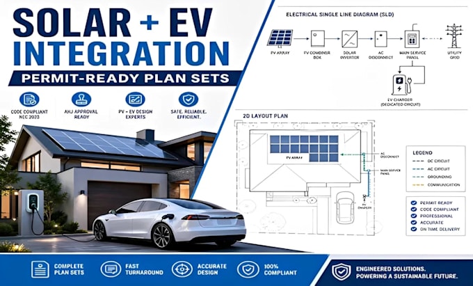 design permit ready solar pv and ev charger integration plans