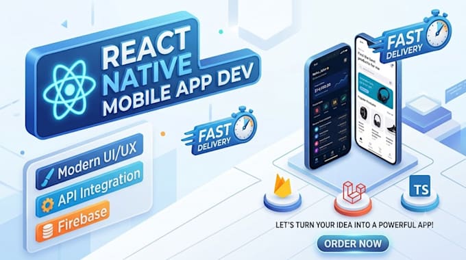 develop react native mobile apps for android and ios with modern UI UX