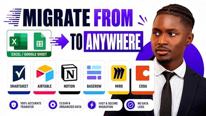 migrate from excel google sheet to smartsheet airtable notion baserow miro coda