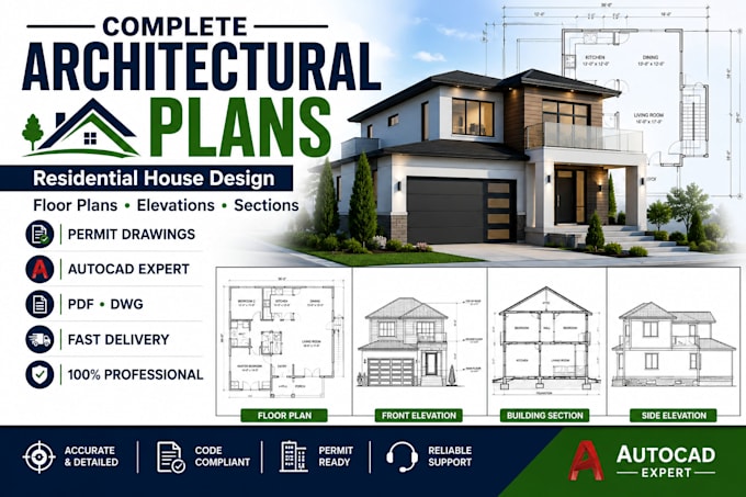 create complete architectural plans for residential projects