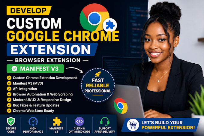 develop custom google chrome extention, browser extention, manifest v3