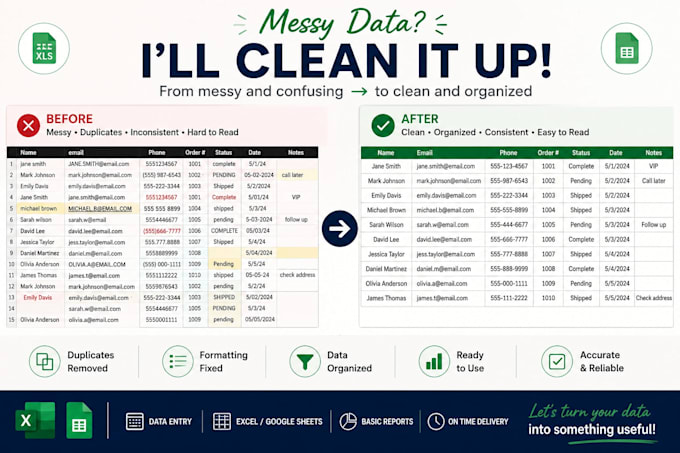 provide professional data and spreadsheet support