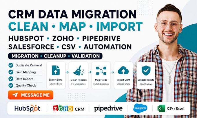 migrate clean hubspot zoho pipedrive salesforce CRM data automation