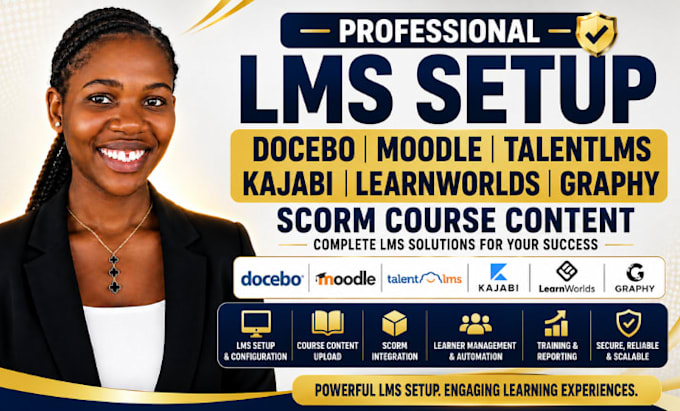 setup docebo moodle talentlms kajabi learnworlds scorm course content lms graphy
