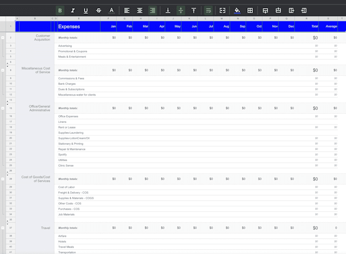 create a custom bookkeeping spreadsheet